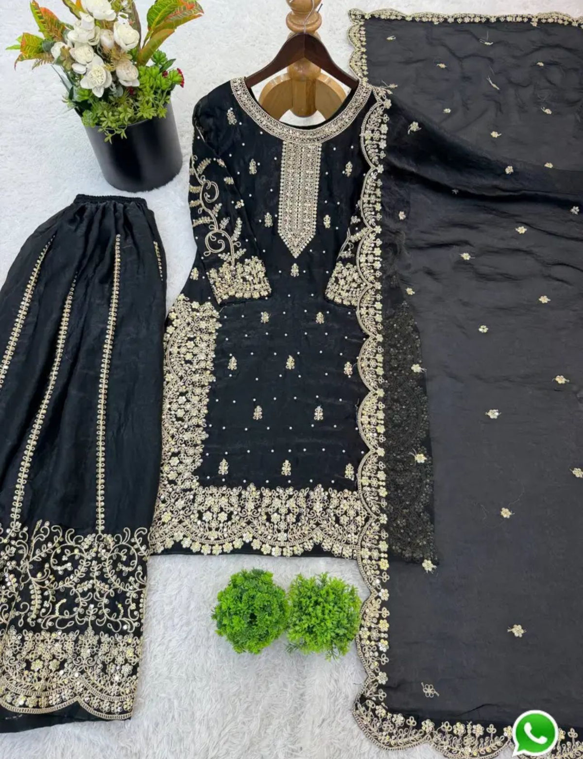 Latest Black Designer Silk Palazzo Suit for Women Party Wear In Germany