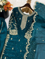 Latest Teal Blue Designer Silk Palazzo Suit for Women Party Wear In Germany Namma Markt