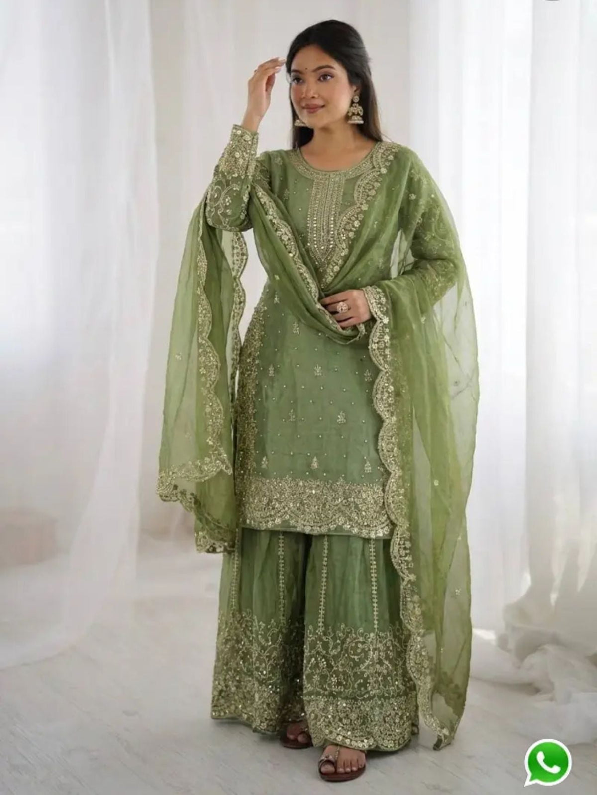 Latest Parrot Green Designer Silk Palazzo Suit for Women Party Wear In Germany