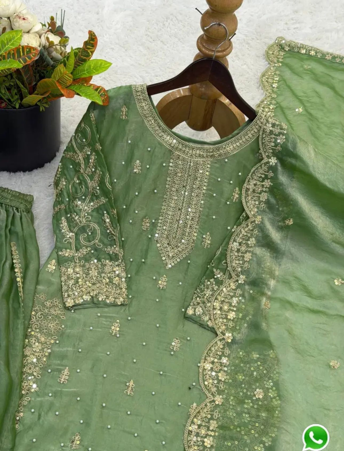 Latest Parrot Green Designer Silk Palazzo Suit for Women Party Wear In Germany