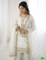 Latest Off-White Designer Silk Palazzo Suit for Women Party Wear In Germany