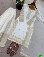 Latest Off-White Designer Silk Palazzo Suit for Women Party Wear In Germany