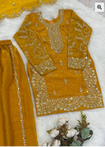 Mustard Embroidered Work Salwar Suit For Kid in Germany