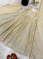 New Designer Cosmos Gold With Embroidery Work Gown And Dupatta Set in Germany(Anarkali Set Stitched)