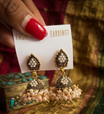 Gold Oxidised Pearl Jhumka Earrings for Girls and Women in Germany