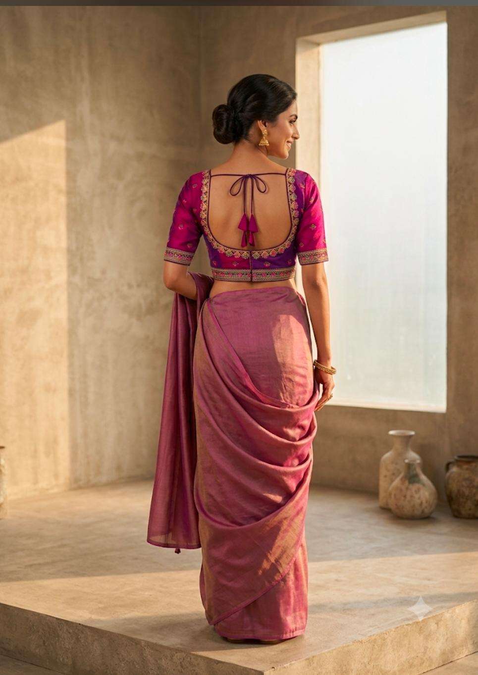Magenta silk-textured blouse in Germany