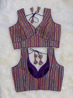 Violet Georgette Blouse with Stunning Sequins Work in Germany