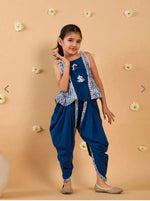 Girls Blue Regular Fit Printed Kurti Set in Germany
