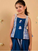 Girls Blue Regular Fit Printed Kurti Set in Germany