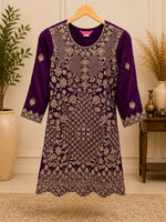 Purple Georgette Embroidered Sharara Suit Set in Berlin
