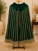 Dark Green Georgette Embroidered Sharara Suit Set in Berlin