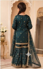 Teal Green Embroidered Gharara Suit in Germany