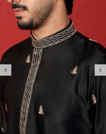 Men's Cotton Silk Floral Daman Embroidered Kurta Trouser Pant Set in Germany