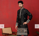 Men's Cotton Silk Floral Daman Embroidered Kurta Trouser Pant Set in Germany Namma Markt