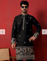 Men's Cotton Silk Floral Daman Embroidered Kurta Trouser Pant Set in Germany Namma Markt
