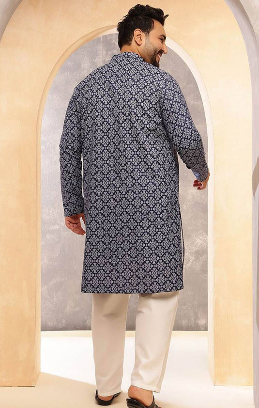 Floral Printed Mandarin Collar Straight Kurta With Pyjama in Germany