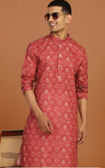 Floral Printed Red Knee Length Kurta in Germany Namma Markt