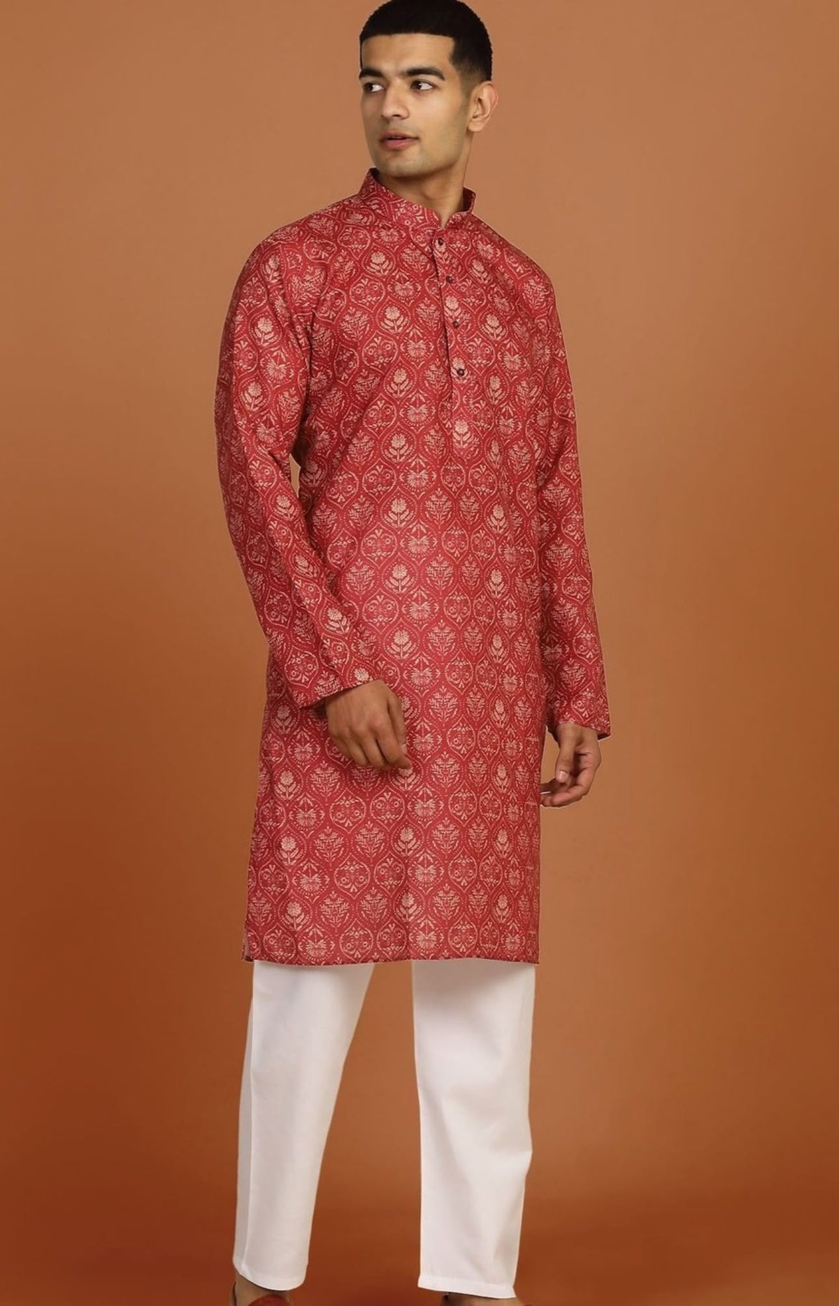 Floral Printed Red Knee Length Kurta in Germany Namma Markt