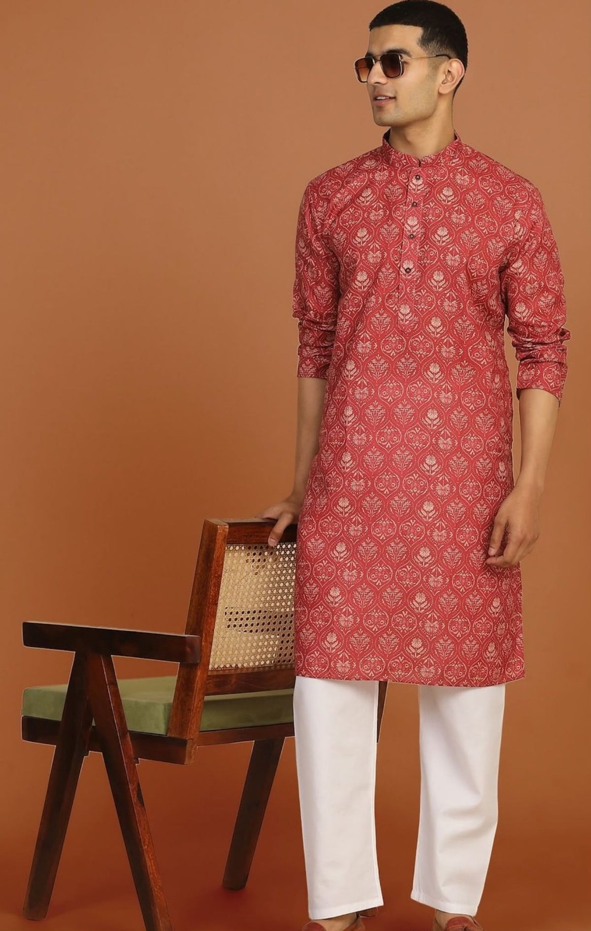Floral Printed Red Knee Length Kurta in Germany Namma Markt
