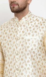 Beige Embroidered Kurta with Trouser and Nehru Jacket in Germany