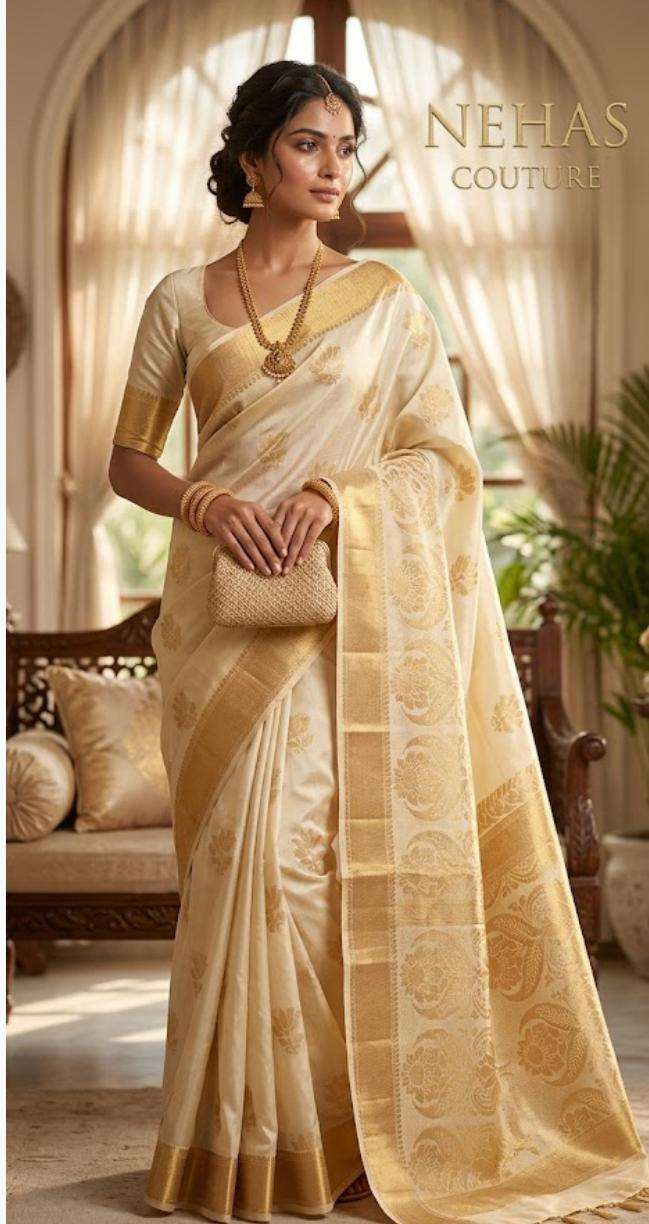 Ivory Banarasi Silk Saree in Berlin