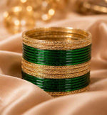 Dark Green and gold traditional bangle set in Germany