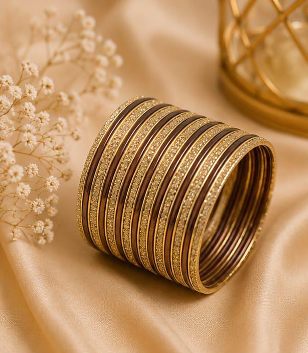Traditional Brown and Gold Bangle Stack in Berlin