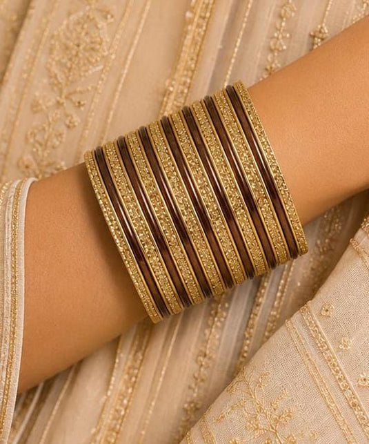 Traditional Brown and Gold Bangle Stack in Berlin