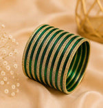 Traditional Emerald Green and Gold-Plated Stone-Studded Bangle Set in Berlin