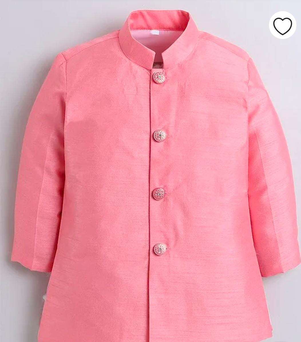 Silk Blend Full Sleeves Solid Kurta & Pant With Floral Embroidered Jacket Set in Germany
