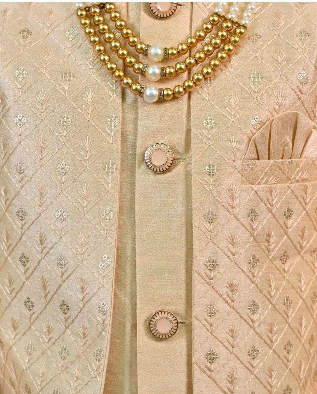 Silk Sequins Embellished Threadwork Detailed Sherwani With Pant & Necklace Set in Germany Namma Markt
