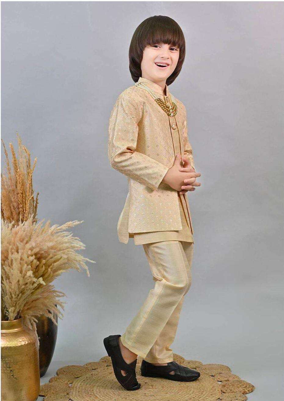 Silk Sequins Embellished Threadwork Detailed Sherwani With Pant & Necklace Set in Germany Namma Markt