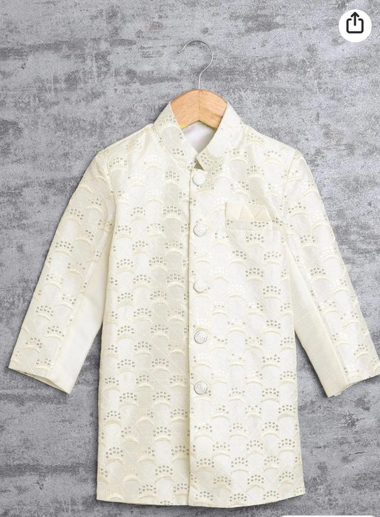 Kids Ethnic Cotton Silk Blend Sequin Print Indo-Western Sherwani Set for Boys in Germany