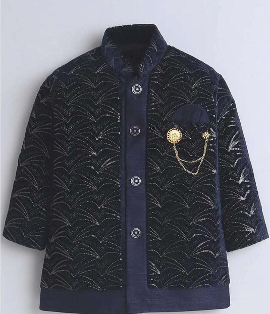 Boy's Velvet Sequin Embellished Work, Velvet Sherwani Set in Germany