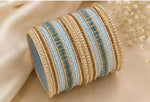 Sky Blue and Gold Bridal Chura Bangle Set in Germany
