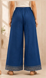 Blue Rayon Wide Leg Palazzo Pants In Germany