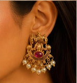 Antique Gold Temple Jewelry Set with Elephant Motifs and Pearl Droplets in Germany