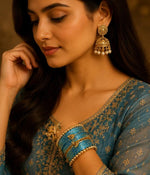 Skyblue Kashmiri Ghungroo Metal Bangle Set in Germany