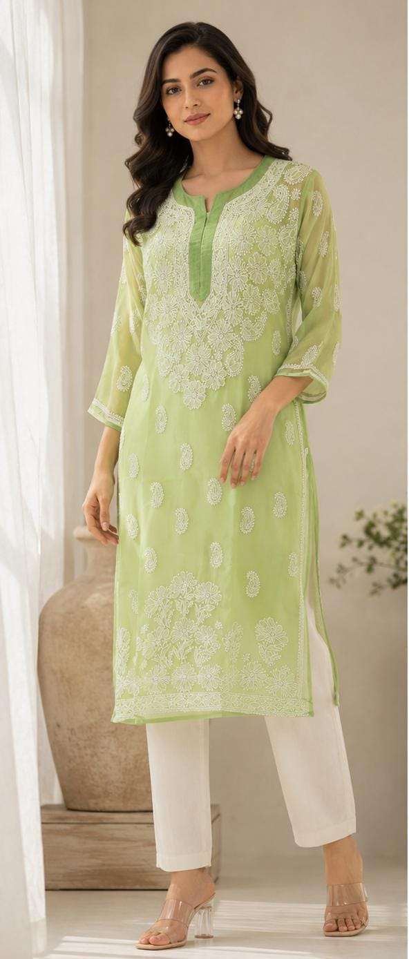 Elegant Light Green Embroidered Kurta without inner in Berlin