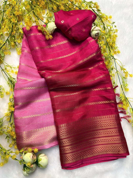 Pink Premium jacquard Dola Silk Saree in Germany