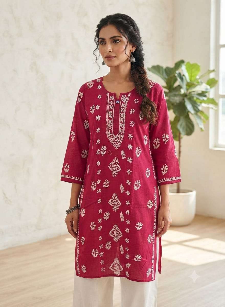 Elegant Maroon Straight Cotton Kurta in Berlin