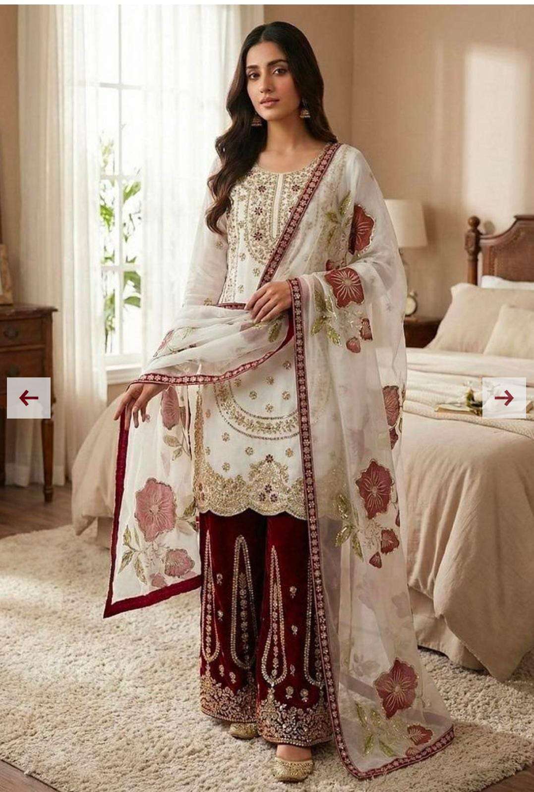 Pure GMY SILK With Heavy Embroidery Sequence Work Suit in Germany