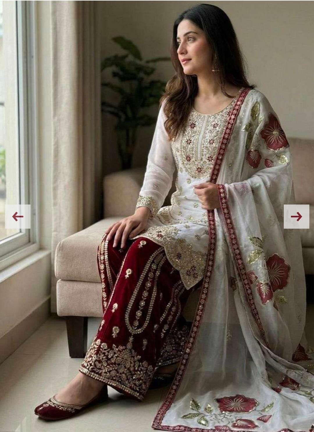Pure GMY SILK With Heavy Embroidery Sequence Work Suit in Germany