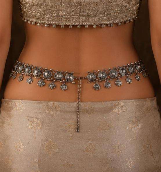 Traditional Oxidized Silver Floral Motif Kamarbandh (Waist Belt) in Berlin