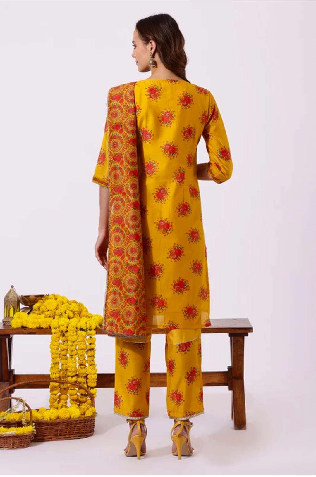 Women Polyester Kurta Pant Dupatta Set in Germany Namma Markt