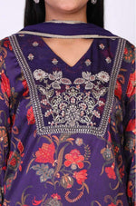 Woman Floral Printed Japanese Satin Straight Kurta with Straight Pant and Dupatta Set in Germany