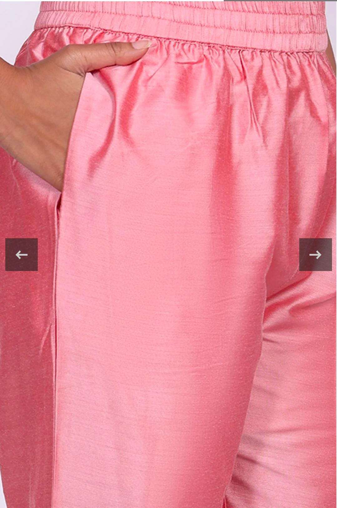 Pink Floral Tissue Straight Kurta with Straight Pant and Dupatta Set in Germany