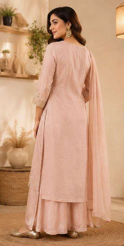Dusty Pink Embroidered Crepe Palazzo Suit Set in Germany Namma Markt