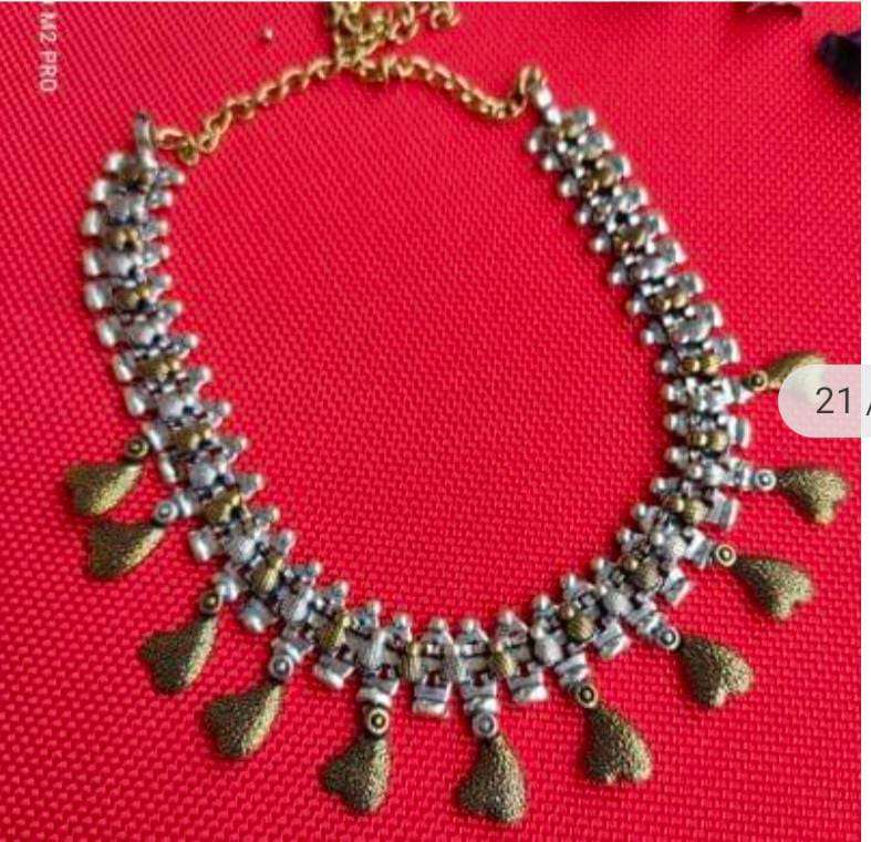 Dual-Tone Oxidized German Silver Choker Necklace in Germany