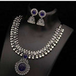 Blue Gemstone Pendant Oxidised Necklace in Germany